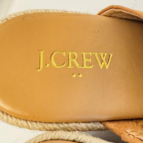 J Crew Sandals Womens 9 Brown Suede Espadrille Wedge Strappy Platform Heel - Picture 11 of 13